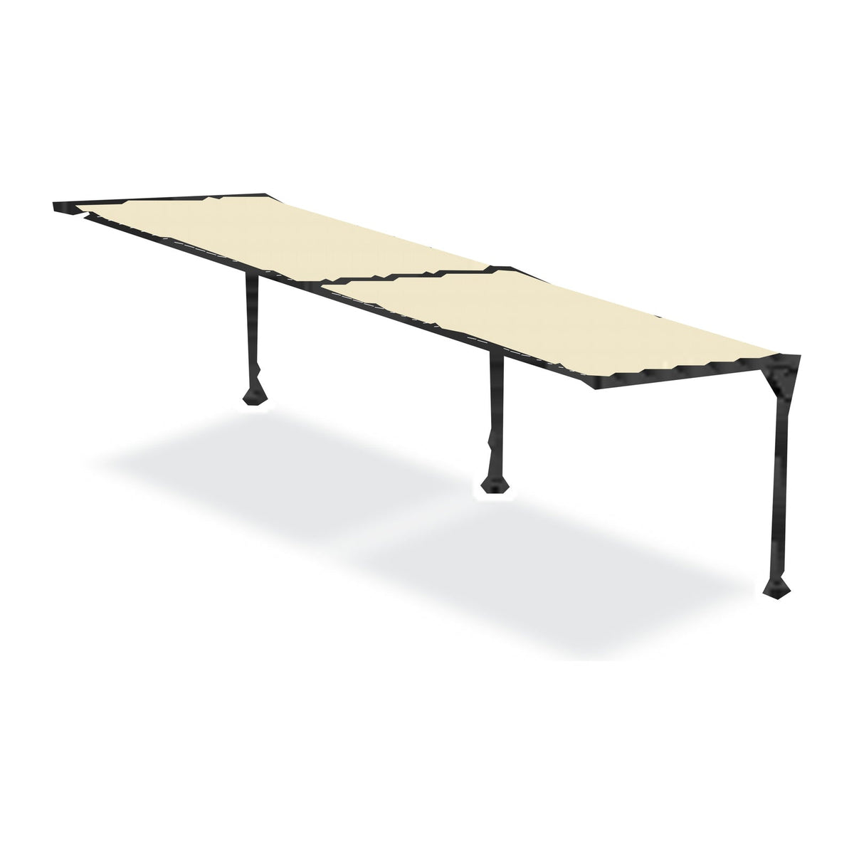 Tara Shade DeLux cantilever shade run out to two bays on three posts with a Vanilla canopy, shown on a white background
