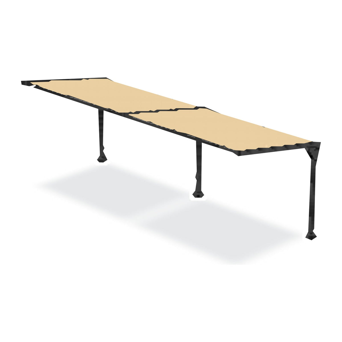 Tara Shade DeLux cantilever shade run out to two bays on three posts with a Wheat canopy, shown on a white background