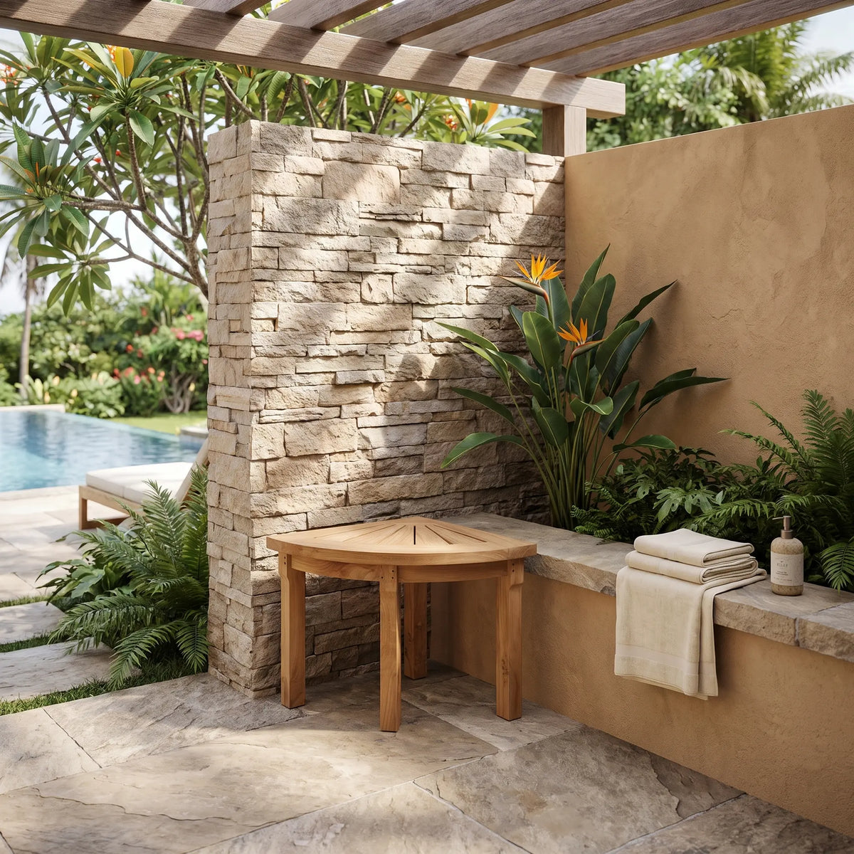 Anderson Teak Shower Stool Corner