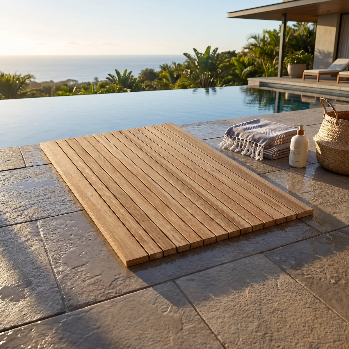 Anderson Teak Shower Mat Roll It & Go! Rectangular