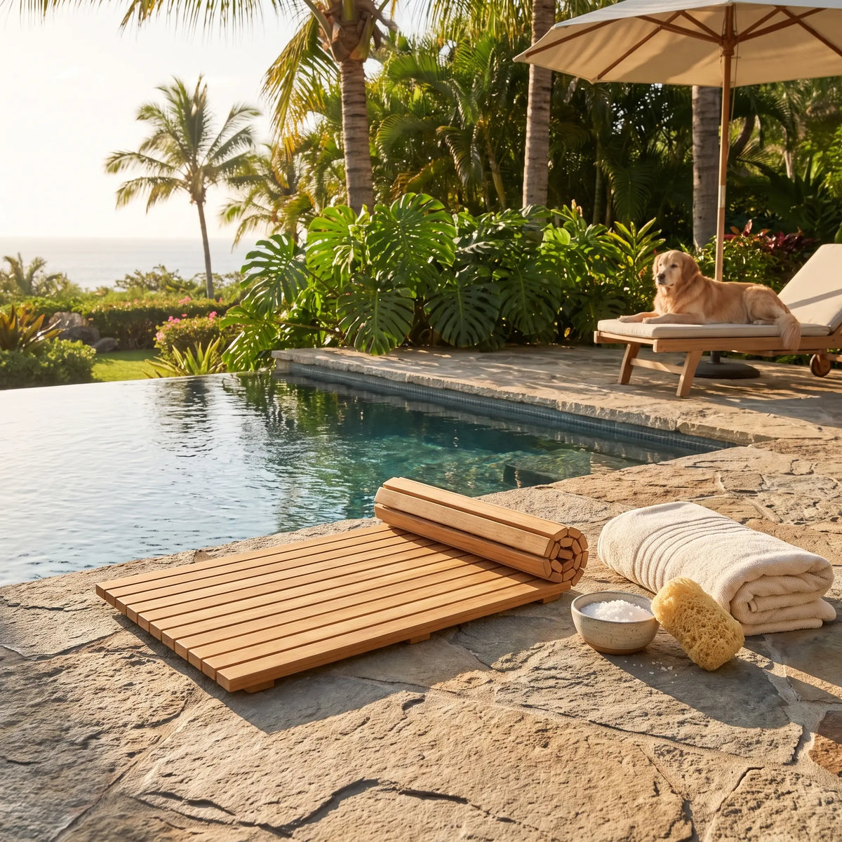 Anderson Teak Shower Mat Roll It and Go!