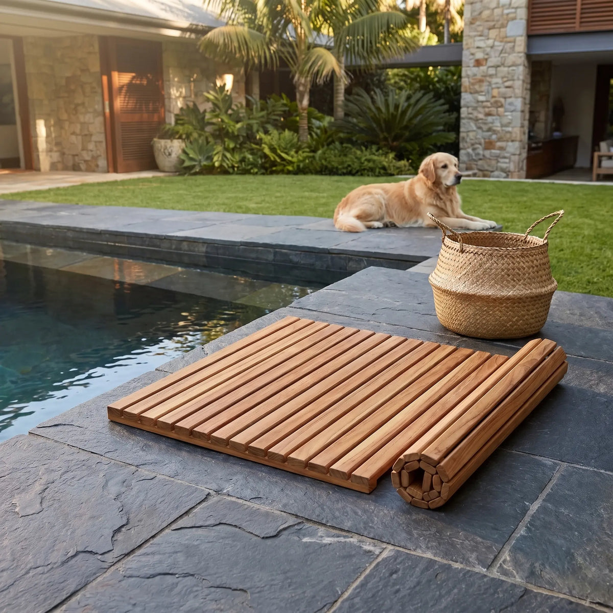 Anderson Teak Shower Mat Roll It and Go!