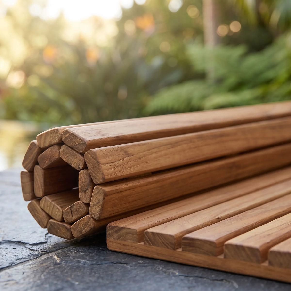 Anderson Teak Shower Mat Roll It and Go!