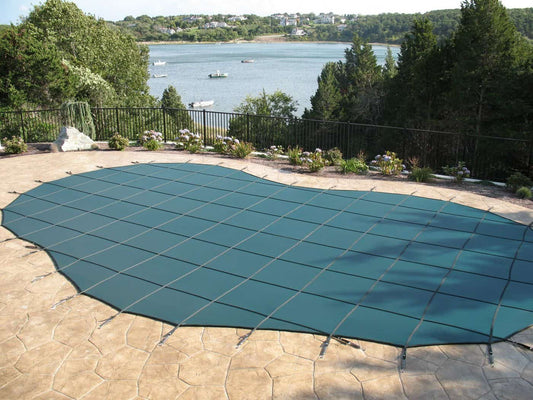 Merlin SmartMesh 15-Year Mesh Safety In Ground Swimming Pool Cover | Rectangle 16' x 32' | No Step | Green | 3M-T-GR