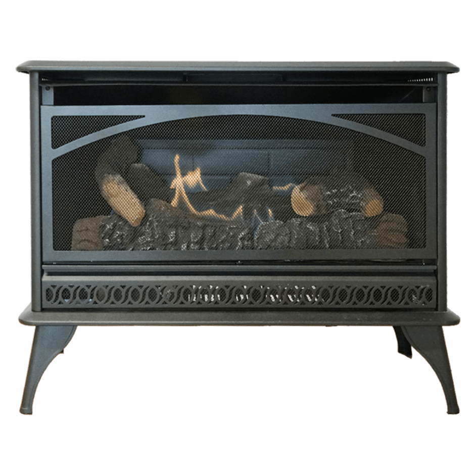 HearthRite HRSQ25MVL vent-free propane gas stove with log set