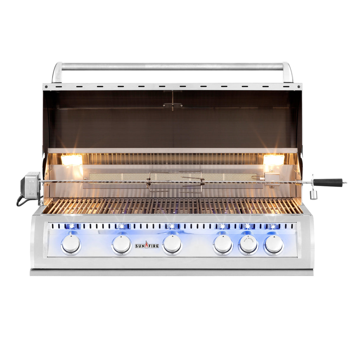 Sunfire Built-In Grill, Propane, 38 inch, Stainless Steel, with Lights and Rotisserie, model SF-538L