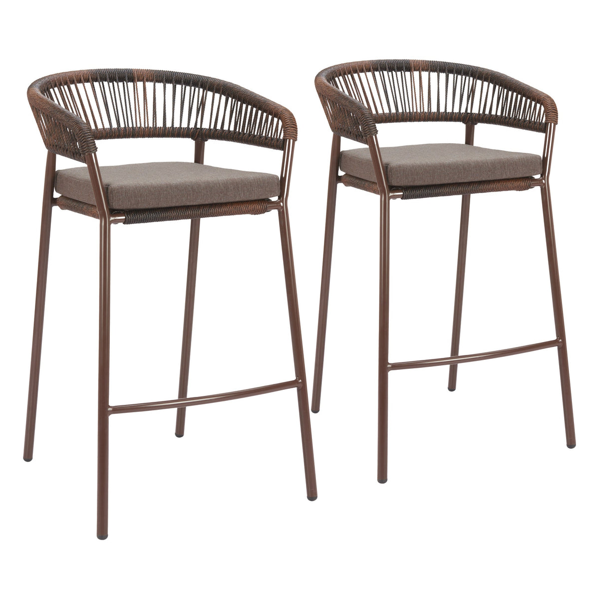 Skye Outdoor Patio Barstool, Set of 2, Brown