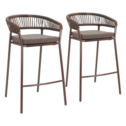 Skye Outdoor Patio Barstool, Set of 2, Brown