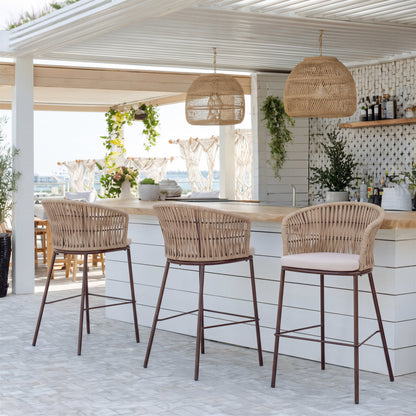 Freycinet Outdoor Patio Barstool, Set of 2, Natural
