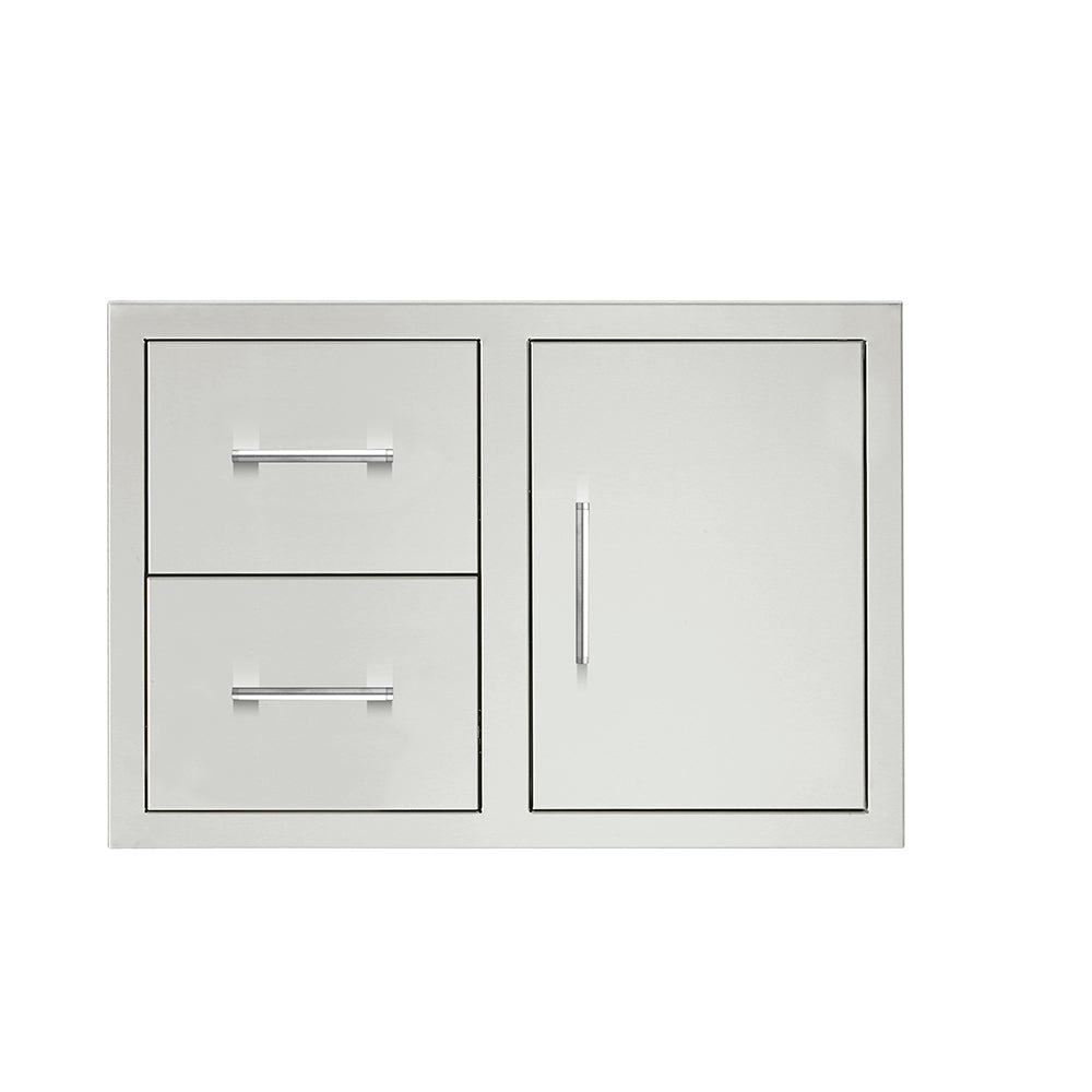 True Flame 32 inch 2-drawer and access door combo in stainless steel, model TF-DC2-32-A