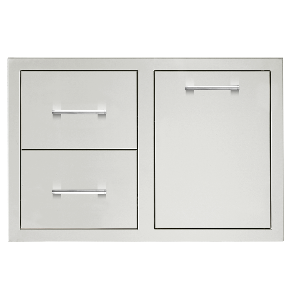 True Flame 2-drawer and access door combo in stainless steel