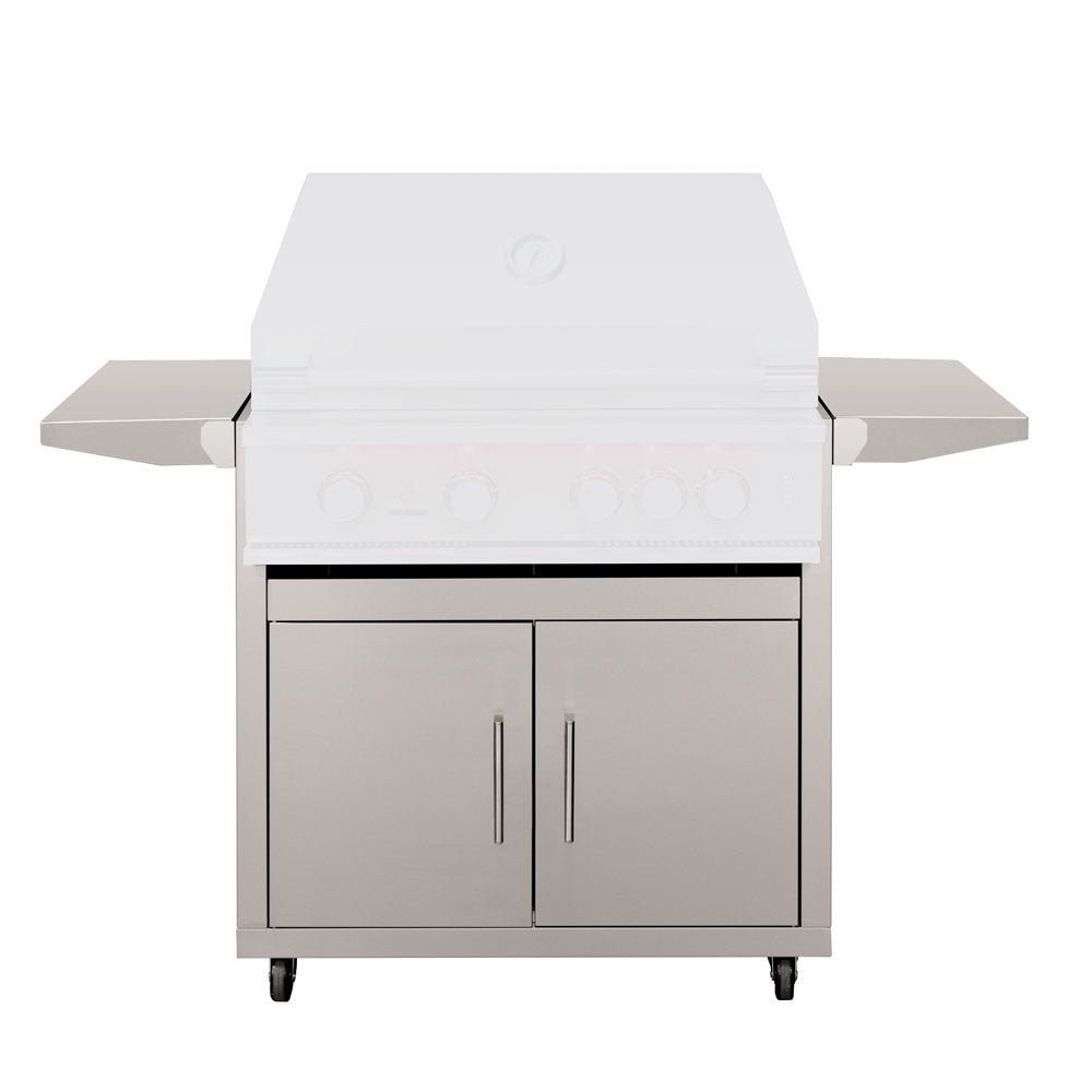 True Flame Deluxe Freestanding Grill Cart, 32 inch, cart only with doors closed, model CART-TF-32DC