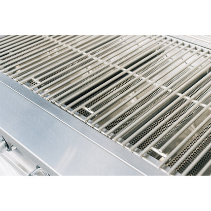 Round stainless steel cooking grates on a True Flame E Series gas grill