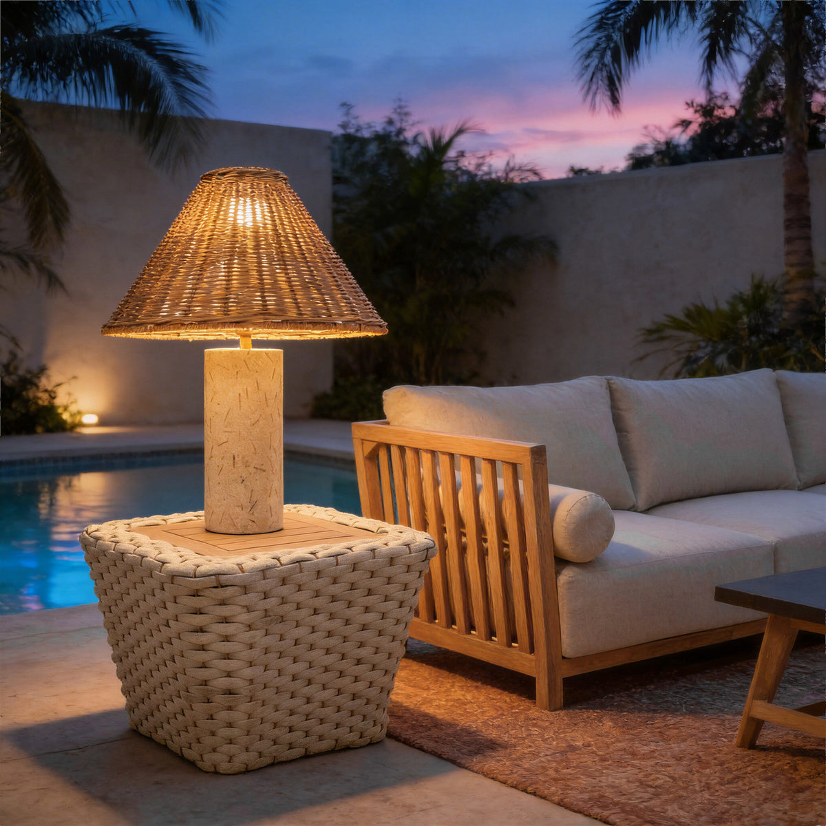 Kintal Outdoor Solar Table Lamp, Natural