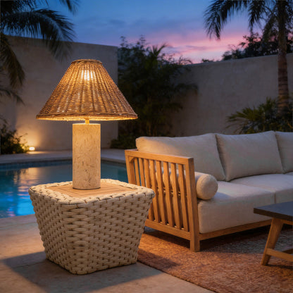 Kintal Outdoor Solar Table Lamp, Natural