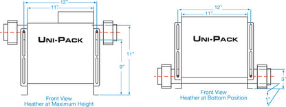 ACC SmarTouch Digital 2000 UniPack spa control dimensions drawing for planning a back mount install