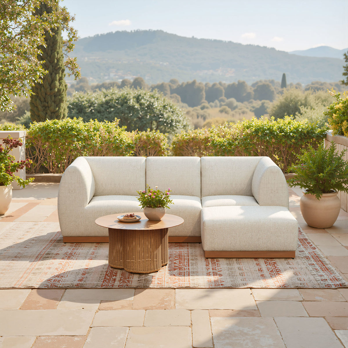 Christy Outdoor Patio Armless Chair, Beige