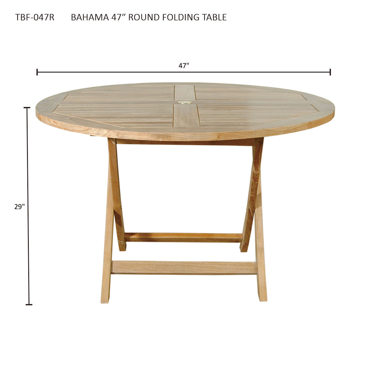 Anderson Teak Bahama 47" Round Folding Table