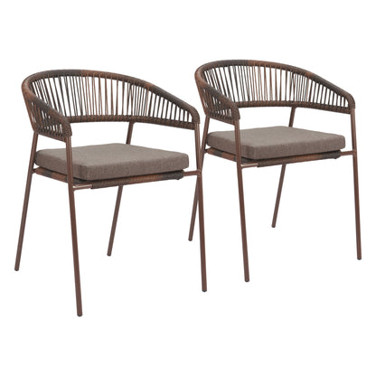Skye Outdoor Patio Dining Chair, Set of 2, Brown