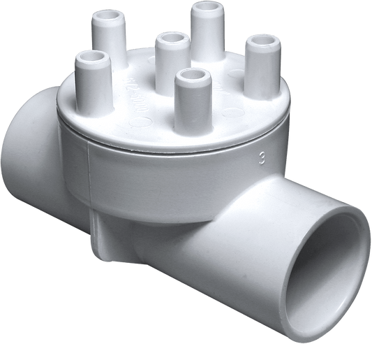Waterway Plastics Manifold, 1 inch Slip x 1 inch Slip, Six 3/8 inch Barbs, model 672-5060