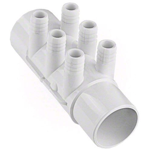 Waterway Plastics Manifold, 2 inch x 2 inch Spigot, Six 3/4 inch Barbs, model 672-7150