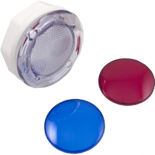 Waterway Plastics Light Wall Fitting with Red and Blue Lenses, for Pool Lighting, model 630-K005