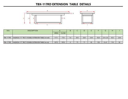 Anderson Teak Valencia 117" Rectangular Table w/ Double Extensions