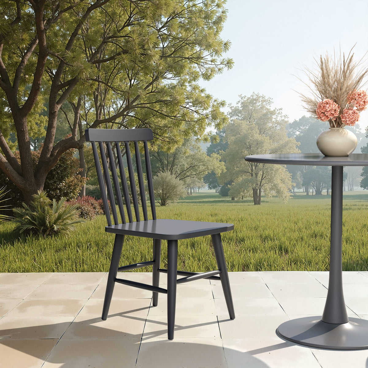 Zeilen Outdoor Patio Dining Chair, Set of 2, Black