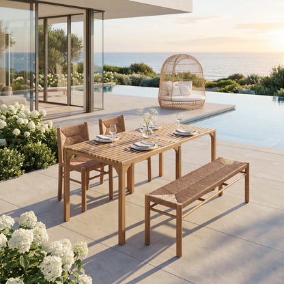 Iska Outdoor Patio Dining Chair, Set of 2, Natural