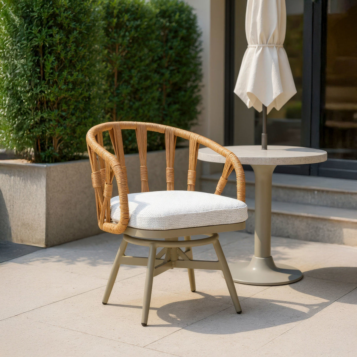 Safal Outdoor Patio Swivel Dining Chair, Multicolor