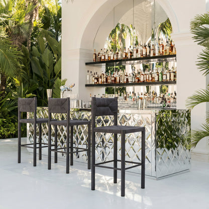 Iska Outdoor Patio Barstool, Set of 2, Black