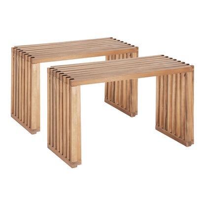 Riviera Outdoor Patio Extendable Bench, Set of 2, Natural