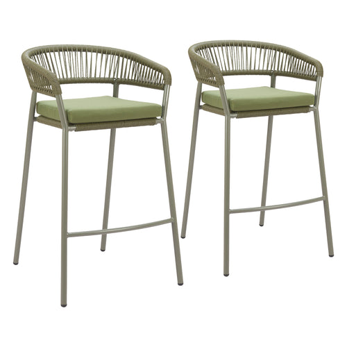 Skye Outdoor Patio Barstool, Set of 2, Green