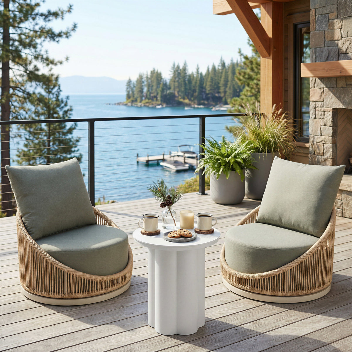 Kogur Outdoor Patio Side Table, White